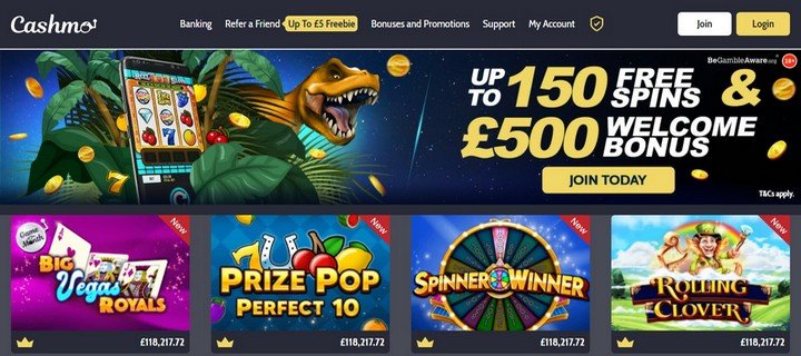 Cashmo Casino with 50 No Deposit Free Spins