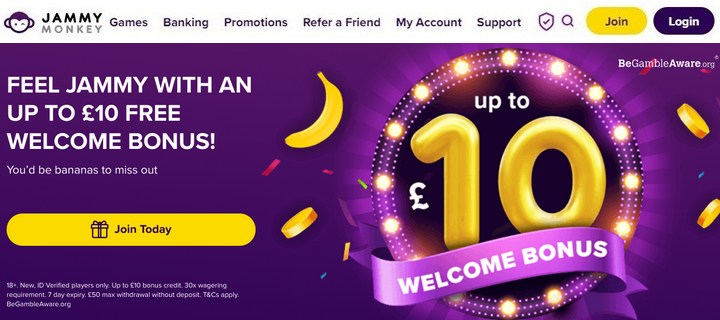 Jammy Monkey Casino with No Deposit Bonus