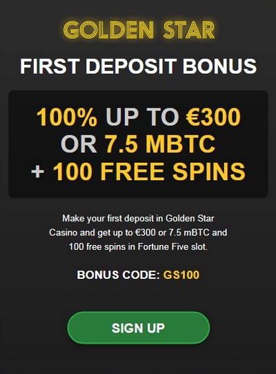 Welcome Bonus Golden Star Casino