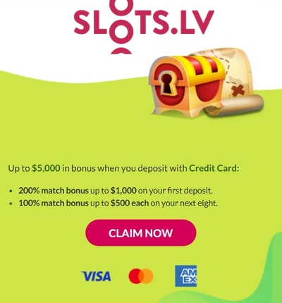 Welcome bonus $5,000 at Slots.Lv Casino